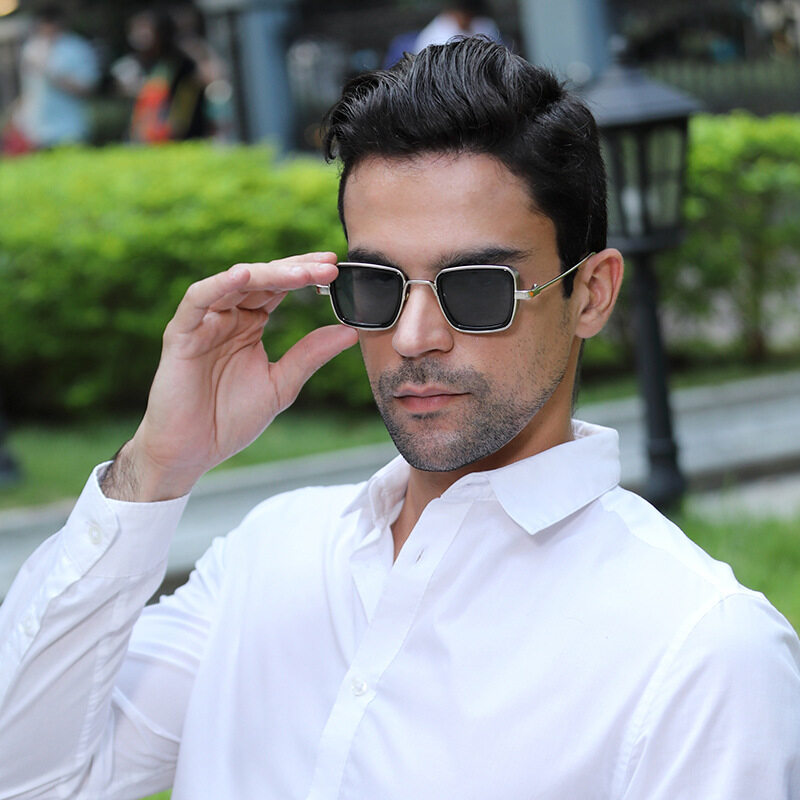 IMPALA QT110W Retro Sunglasses for Men Anti Glare Metal Frame UV Protective Sun Glasses for Driving Fishing Black Spectacles