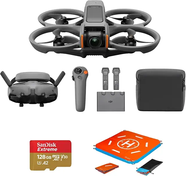DJI Avata 2 Fly More Combo (3 Batteries) FPV Drone with Camera 4K, One-Push Acrobatics, Propeller Guard, 155 FOV